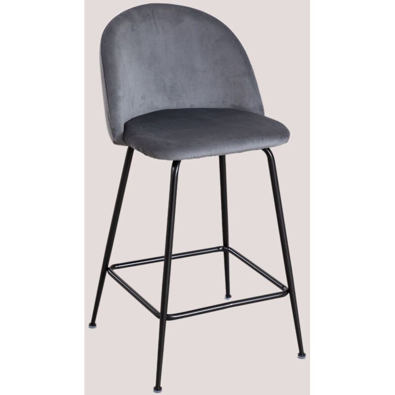 foto del prodotto sgabello alto in velluto kana design sklum grigio nero