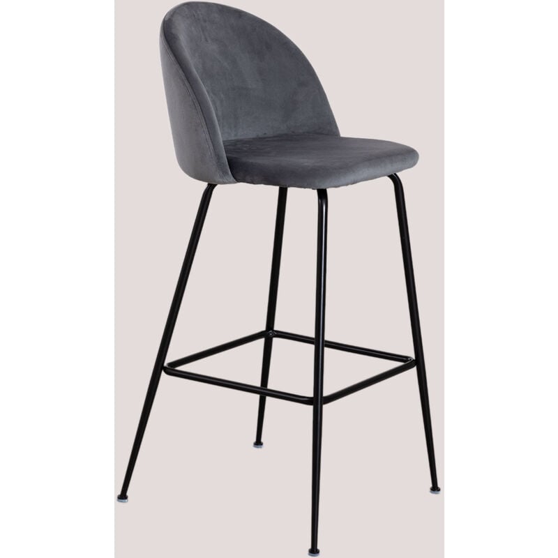 foto del prodotto sgabello alto in velluto kana design sklum grigio nero