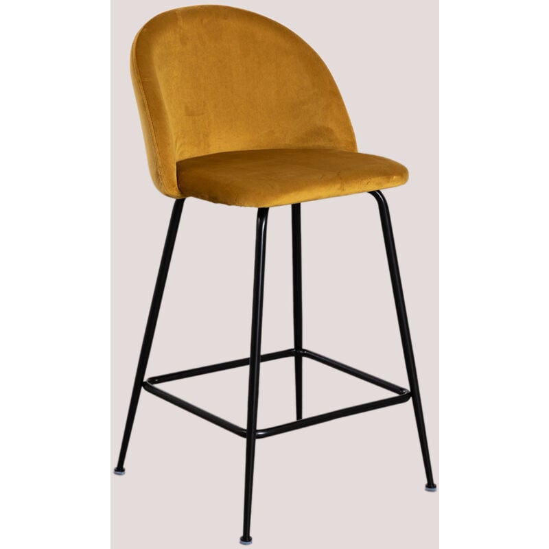 foto del prodotto sgabello alto in velluto kana design sklum mostarda nero