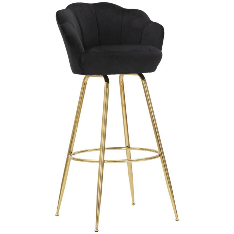 foto del prodotto sgabello alto mf452, spugna, tessuto, metallo, nero, oro, 55x53x110 cm