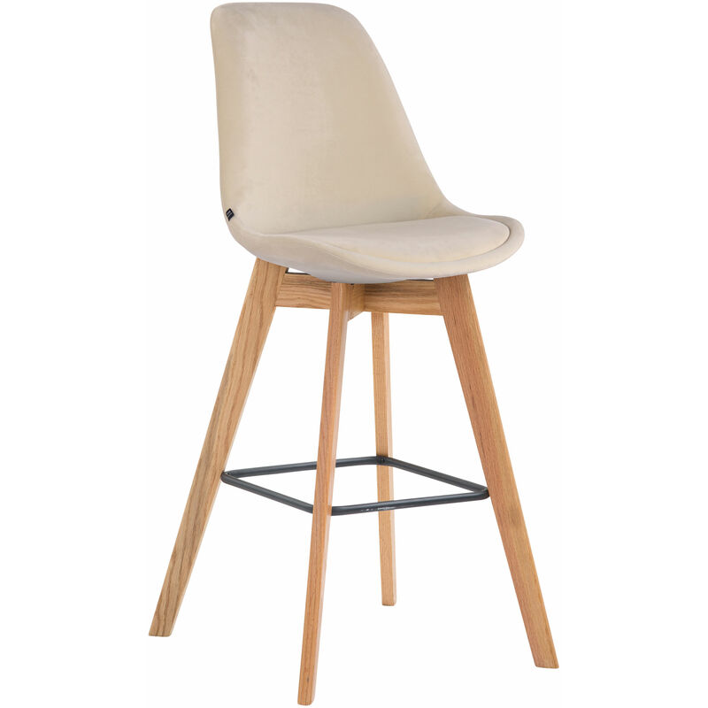 foto del prodotto sgabello alto scandinavo metz in velluto crema natura