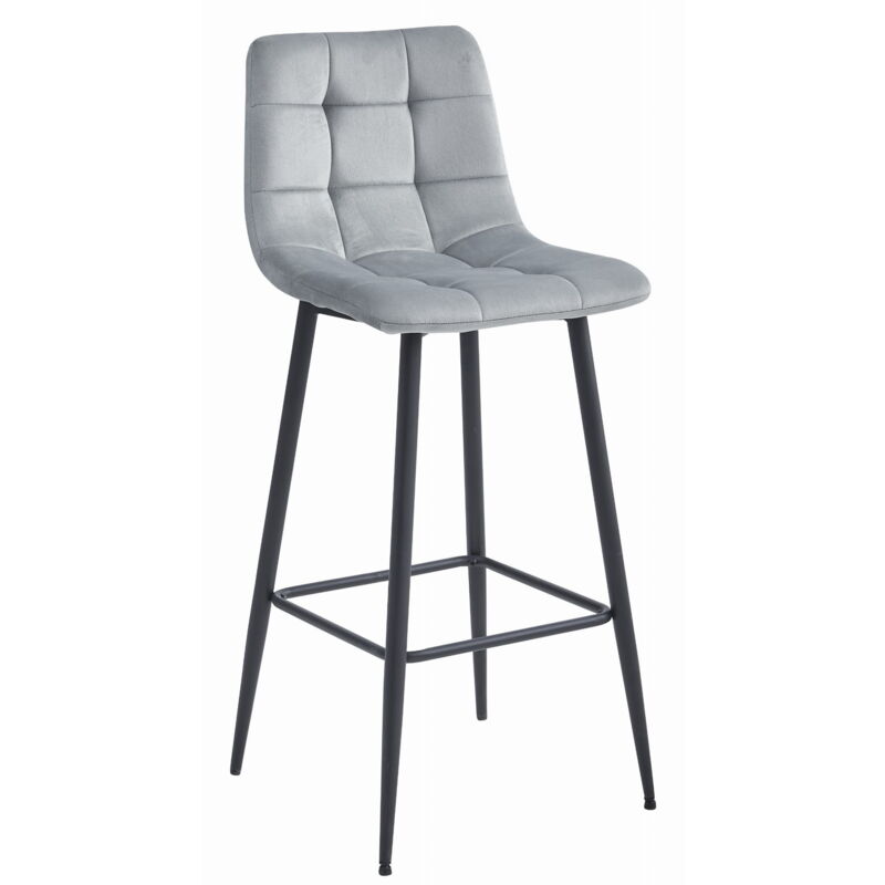 foto del prodotto sgabello arceto velluto grigio argento gambe nere x 1