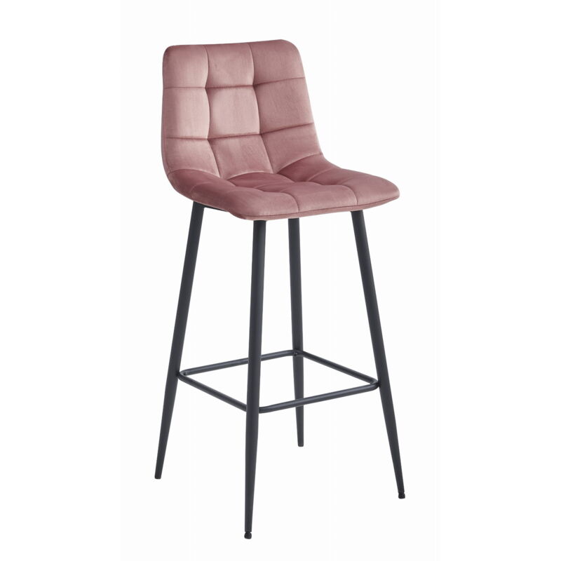 foto del prodotto sgabello arceto velluto rosa scuro gambe nere x 1