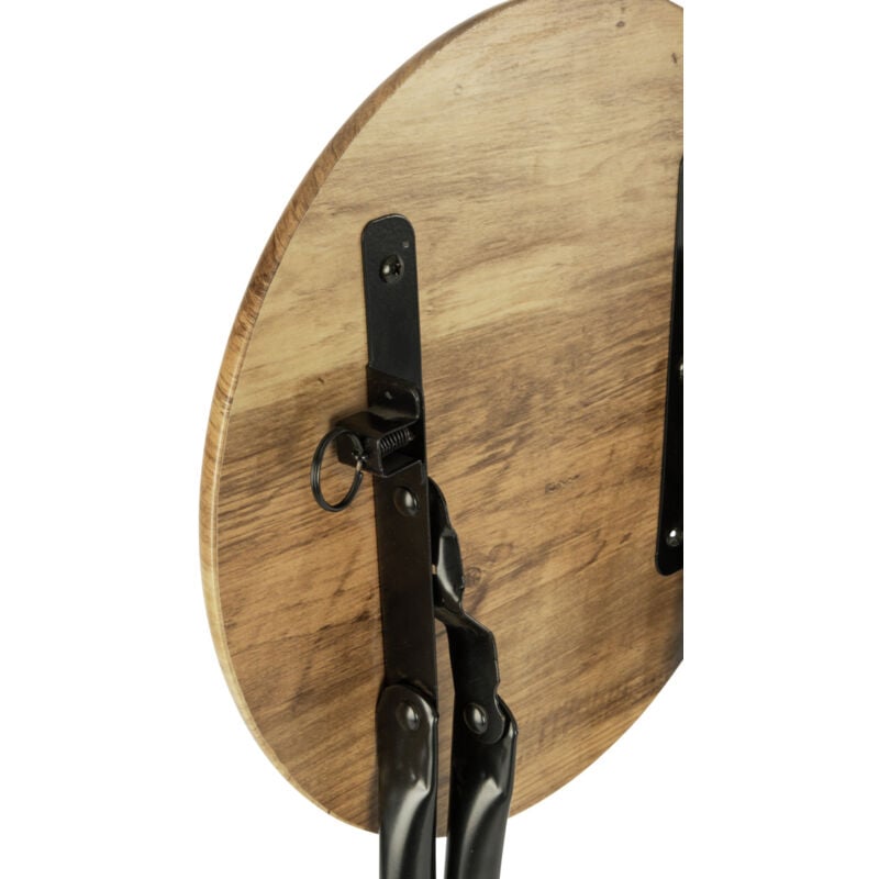 foto del prodotto sgabello ausiliario forio, sgabello pieghevole in acciaio nero con seduta in legno, acciaio legno, 30x46 cm, nero marrone wenko