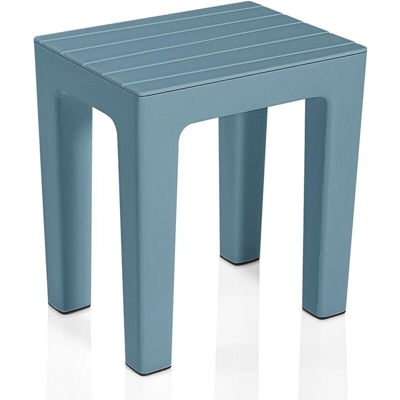 foto del prodotto sgabello bagno lello multiuso turchese cobalto effetto legno