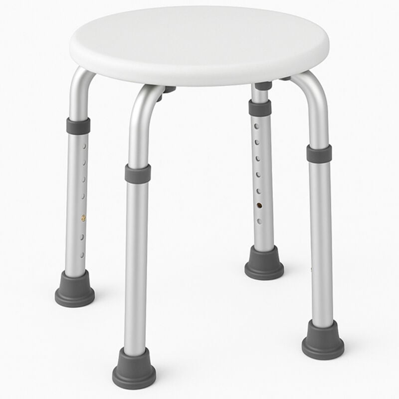 foto del prodotto sgabello bagno tondo in alluminio altezza regolabile sedile doccia sedia vasca