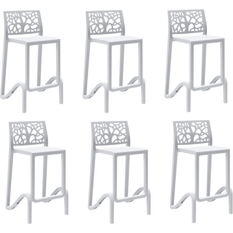 foto del prodotto sgabello bar alto h. seduta 65 cm con schienale teti bianco set 6 pezzi