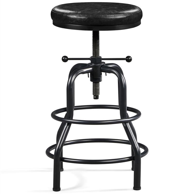foto del prodotto sgabello bar alto vintage in similpelle e metallo per cucina penisola con poggiapiedi altezza regolabile nero yaheetech