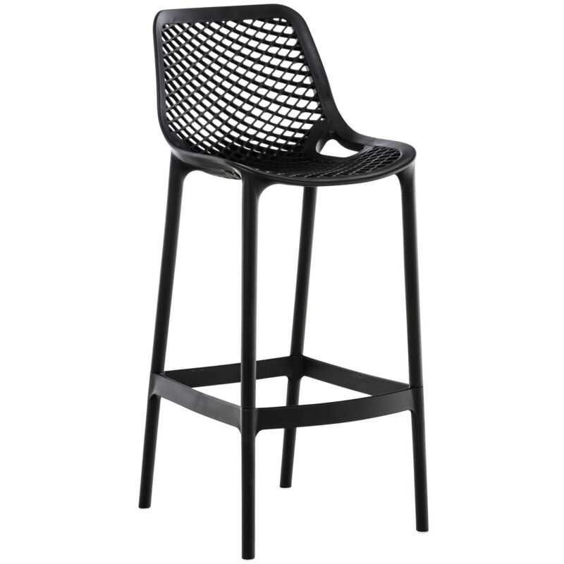 foto del prodotto sgabello bar con poggiapiedi design moderno in plastica nera da interno o esterno 100000039