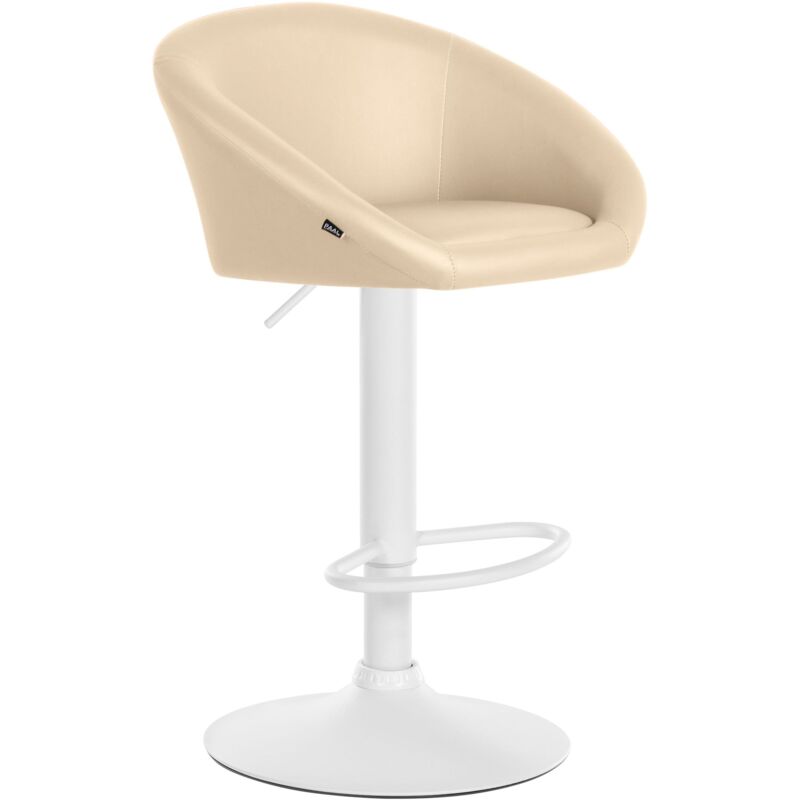 foto del prodotto sgabello bar con seduta girevole a 360 , altezza regolabile in pvc panna, base in metallo bianco 100004769