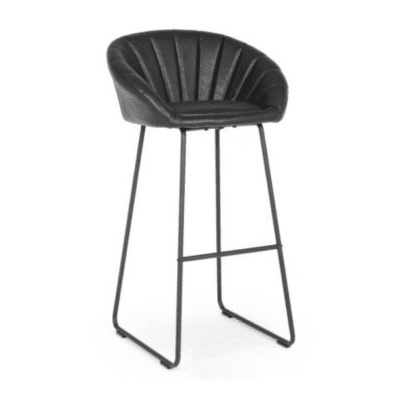 foto del prodotto sgabello bar in ecopelle vintage nero jacky bizzotto