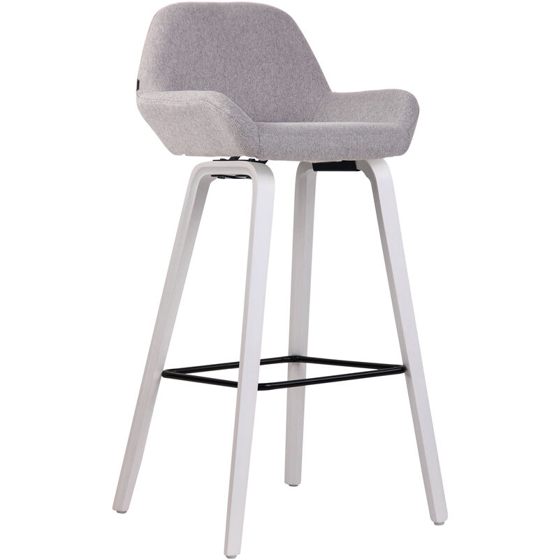 foto del prodotto sgabello bar newnan in tessuto grigio bianco (quercia)