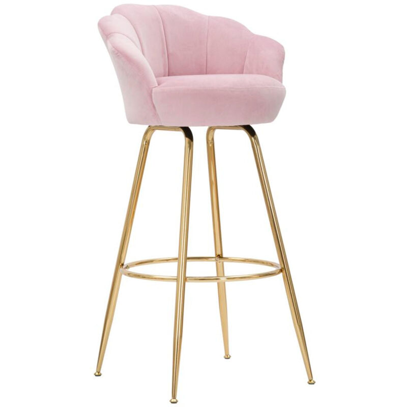 foto del prodotto sgabello bar vienna rosa 55x53x110 cm spugna e tessuto e metallo rosa e oro