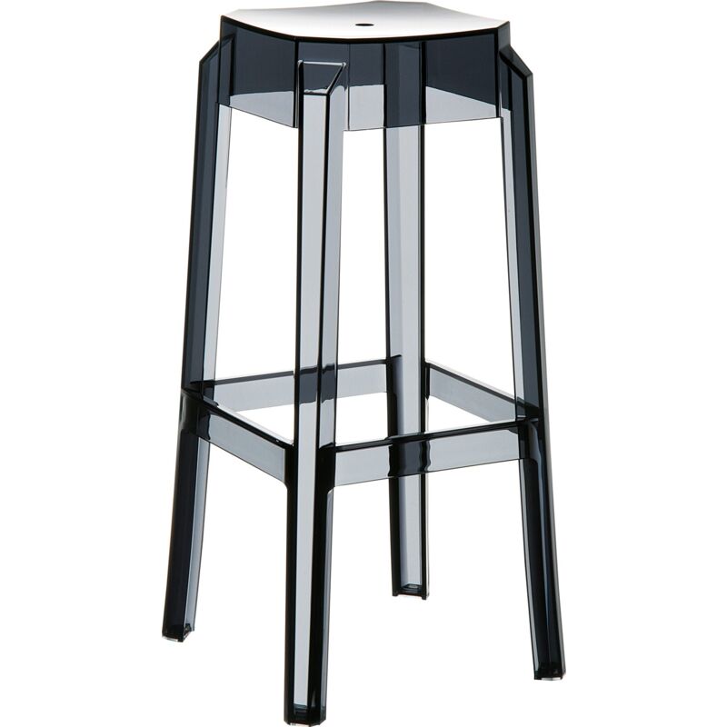 foto del prodotto sgabello bar x1 design moderno da interno o esterno in plastica trasparente colore nero 100004873