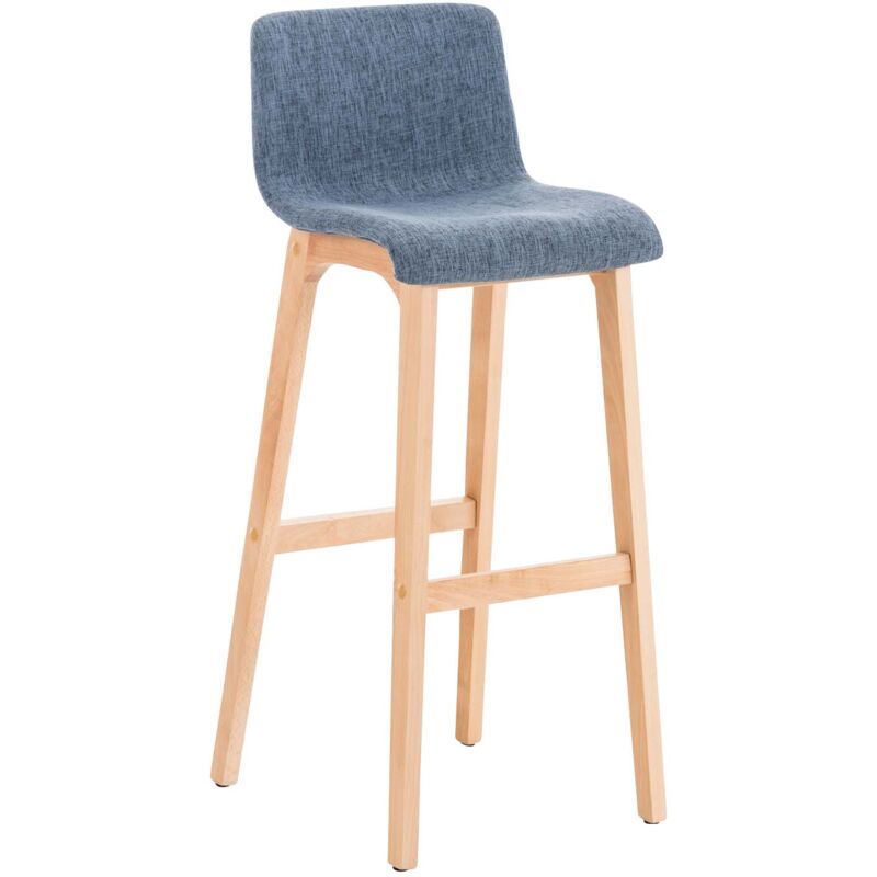 foto del prodotto sgabello bar x1 design moderno in tessuto blu, base stabile con 4 gambe in legno chiaro 100004970