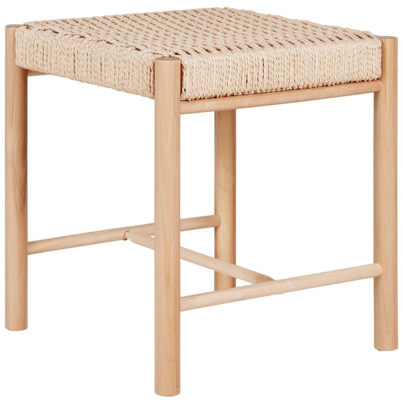 foto del prodotto sgabello basso abano, legno, corda, marrone, 42x42x46,5 cm