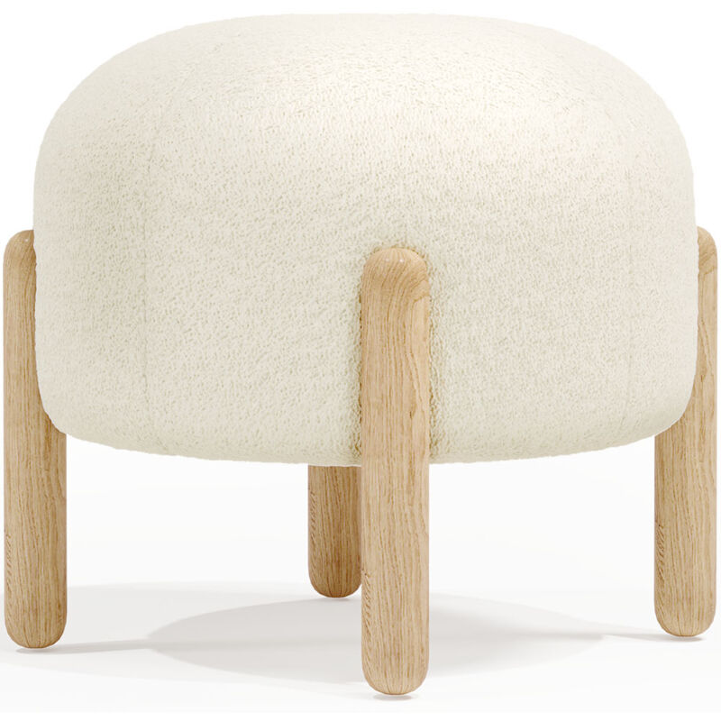 foto del prodotto sgabello basso imbottito in boucl curve bianco