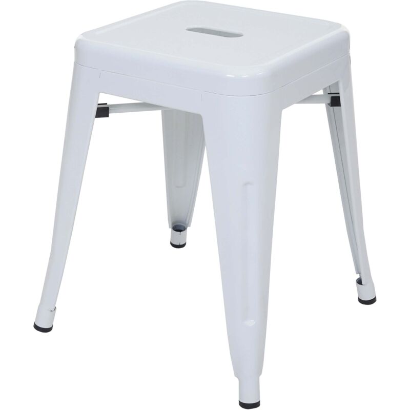 foto del prodotto sgabello basso impilabile design industriale in metallo bianco 040008597