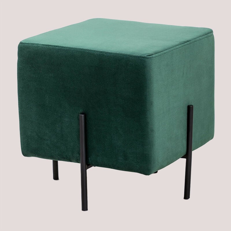 foto del prodotto sgabello basso in velluto sam sklum verde jungle