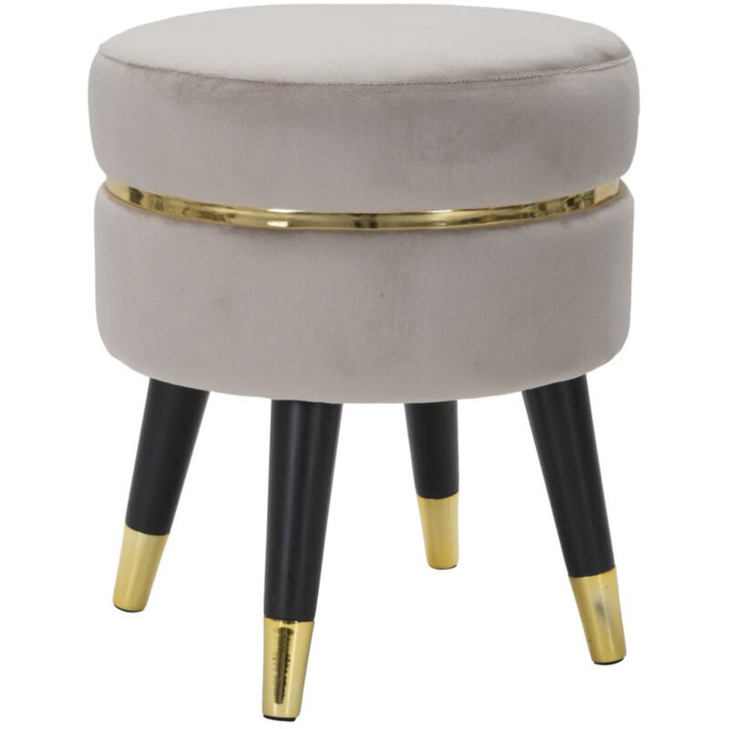 foto del prodotto sgabello basso mf456, legno, spugna, metallo, poliestere, grigio, nero, oro, 35x35x40,5 cm