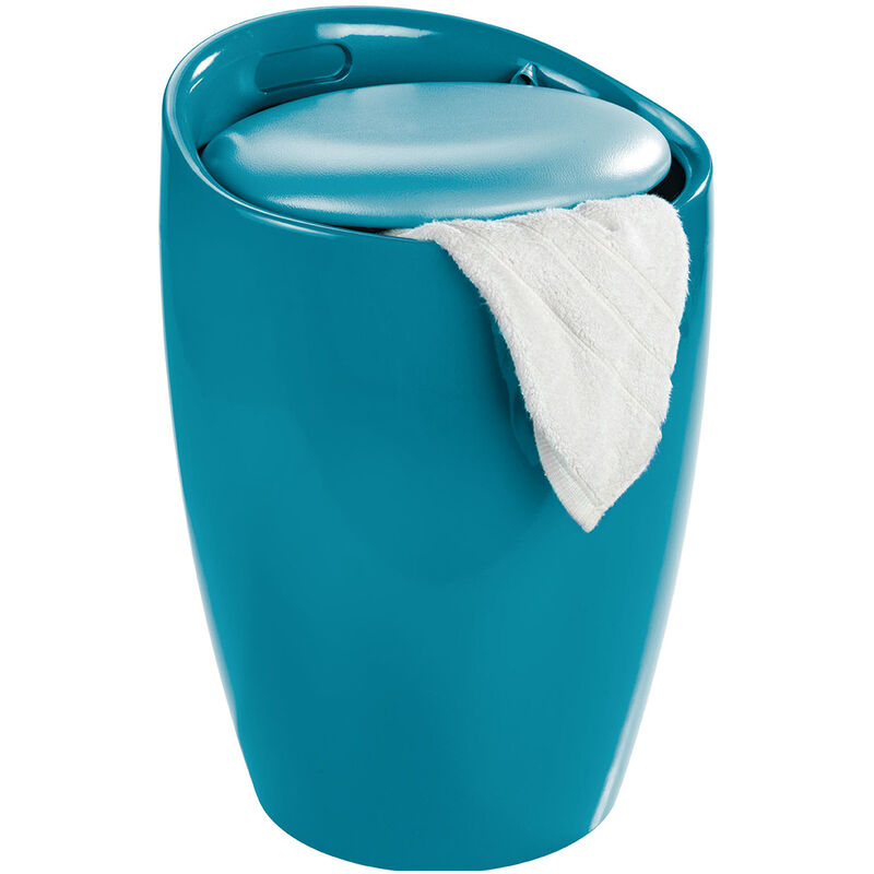 foto del prodotto sgabello cesto per la biancheria, cesto per la biancheria e sgabello per il bagno candy, cuscino rimovibile, plastica, 20 litri, 36x50,5 cm,