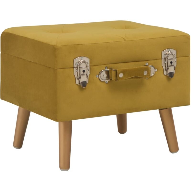 foto del prodotto sgabello con contenitore 40 cm in velluto design valigia disponibili vari colori colore giallo