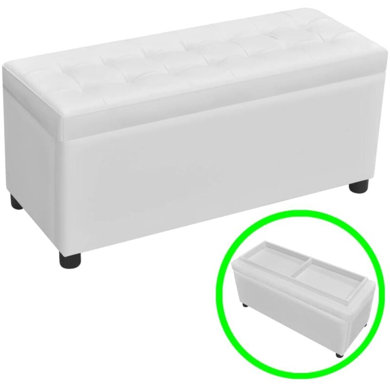foto del prodotto sgabello con contenitore in pelle artificiale bianco cod mxl 49685