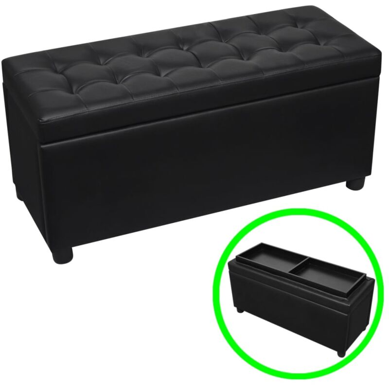 foto del prodotto sgabello con contenitore in pelle artificiale nero vidaxl
