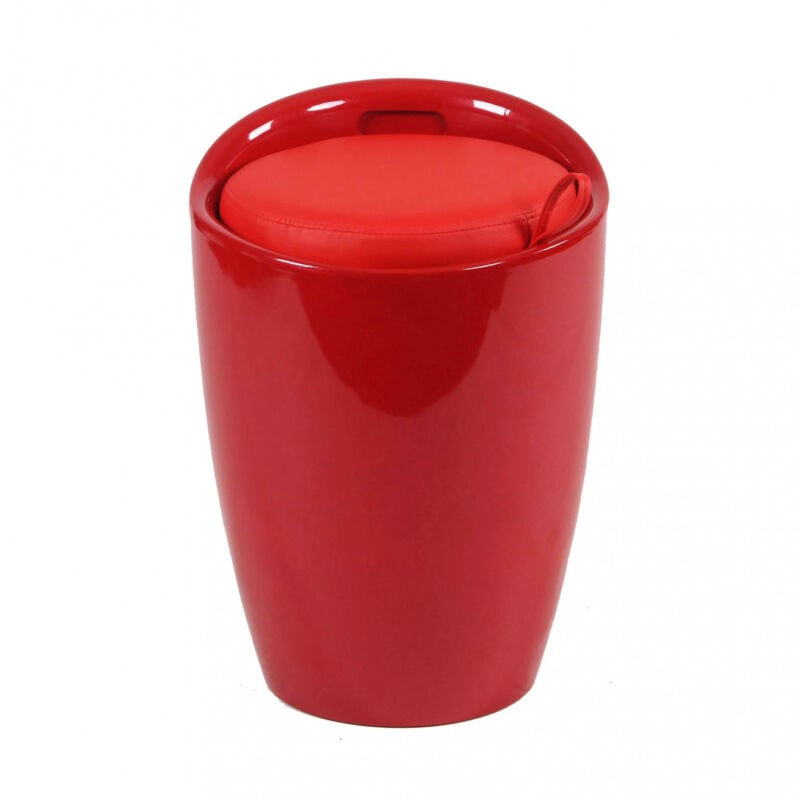 foto del prodotto sgabello con contenitore in plastica cm 36x36x50 morris colore rosso
