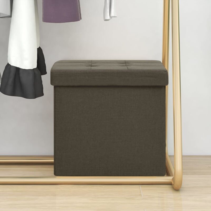 foto del prodotto sgabello con contenitore pieghevole marrone scuro in simil lino vidaxl