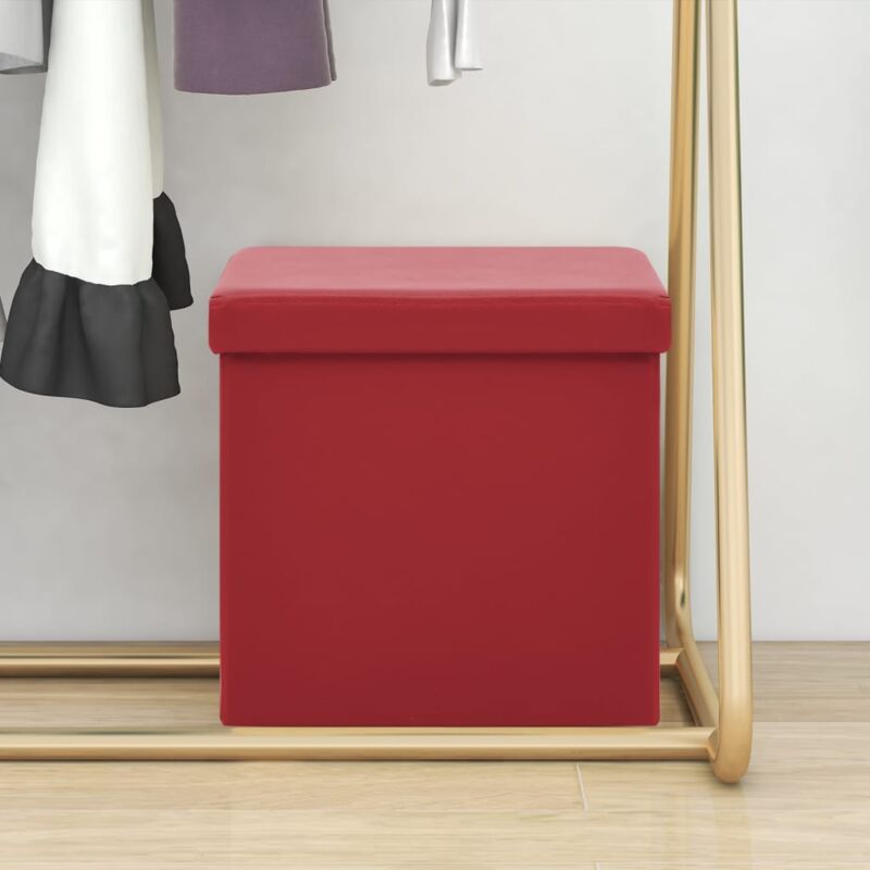 foto del prodotto sgabello con contenitore pieghevole rosso vino in pvc vidaxl