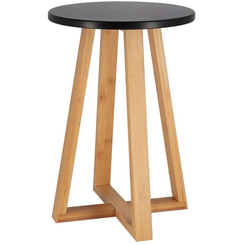 foto del prodotto sgabello con gambe in bamb e piano in mdf nero bamb nero tendance
