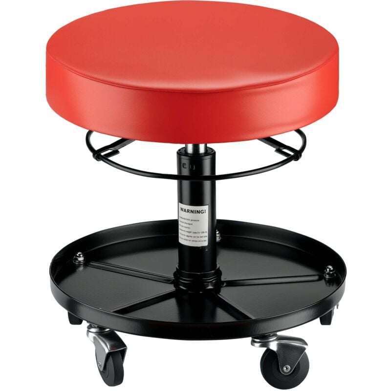 foto del prodotto sgabello con ruote regolabile in altezza 40,5 53,5 cm, portata max 150 kg, sedia da officina in acciaio con 5 ruote pivottanti wiltec