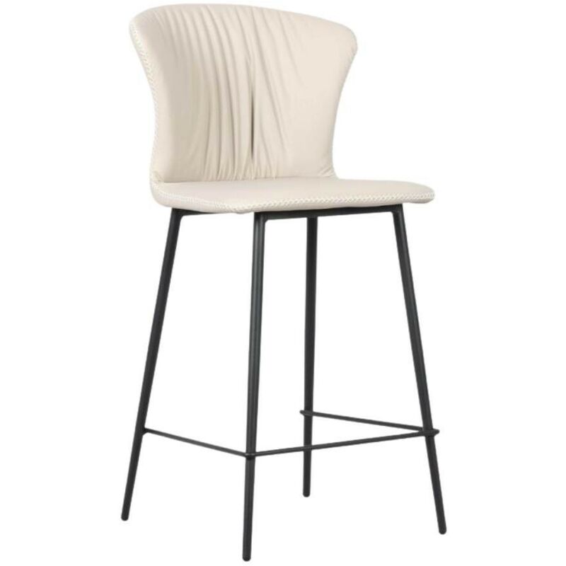 foto del prodotto sgabello con schienale avvolgente beige e gambe in metallo nero core