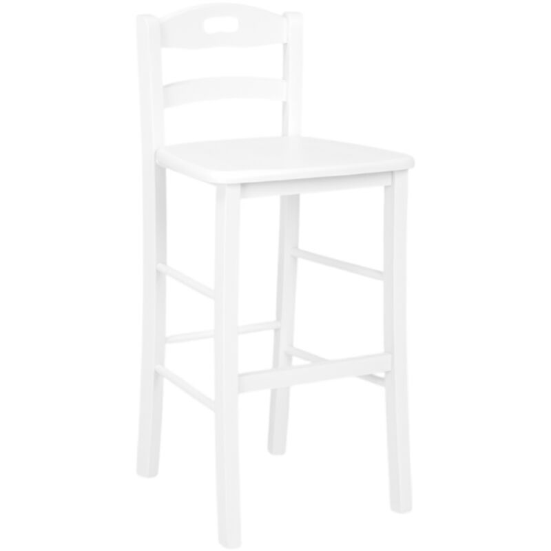 foto del prodotto sgabello con schienale e seduta massello h67 snack laccato bianco
