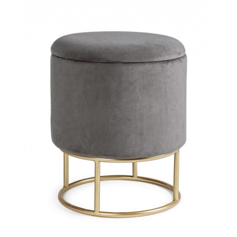 foto del prodotto sgabello con struttura metallo oro contenitore grigio