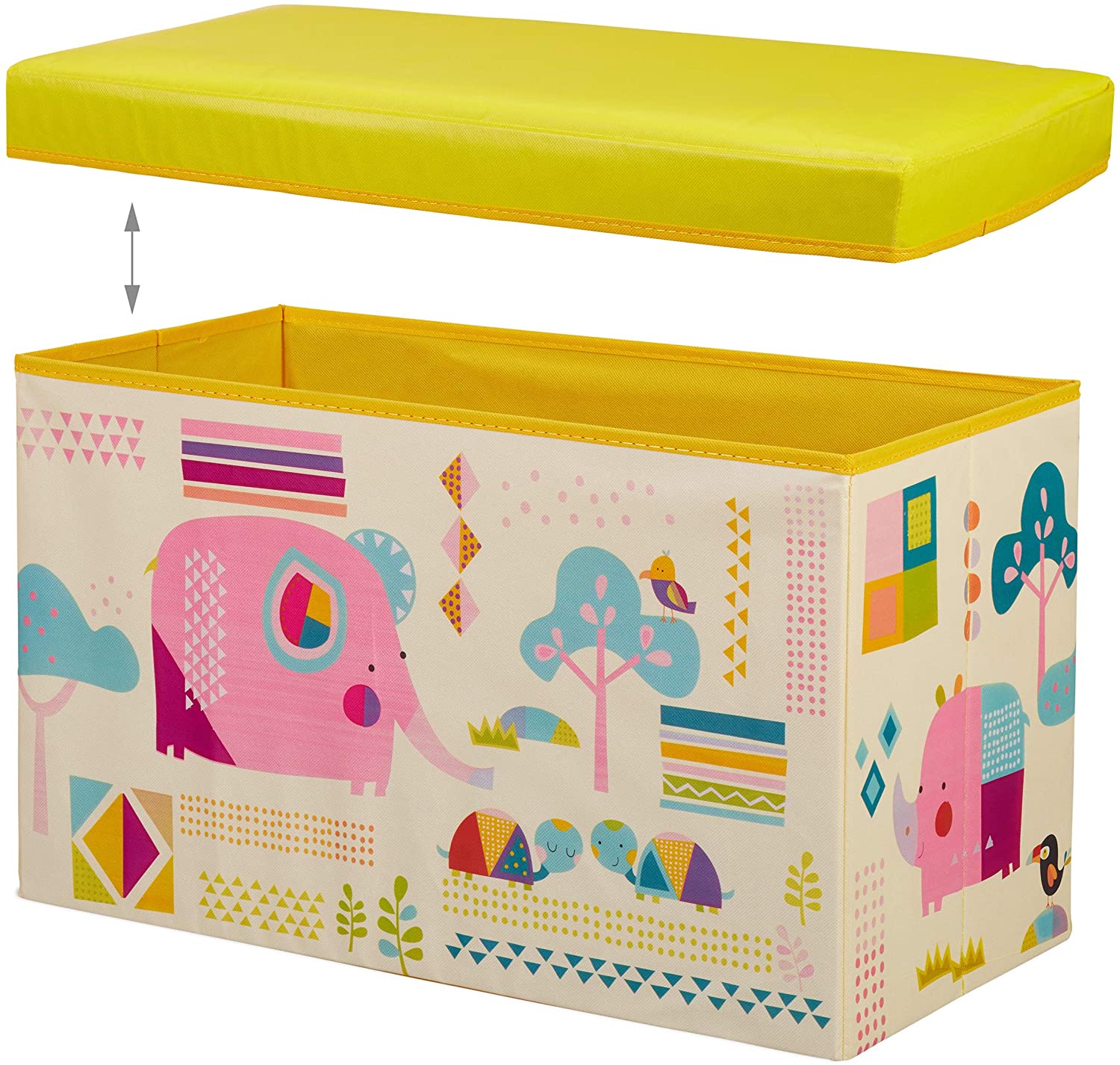 foto del prodotto sgabello contenitore per giocattoli, pouf portaoggetti per bambini giallo 13 0002763 2