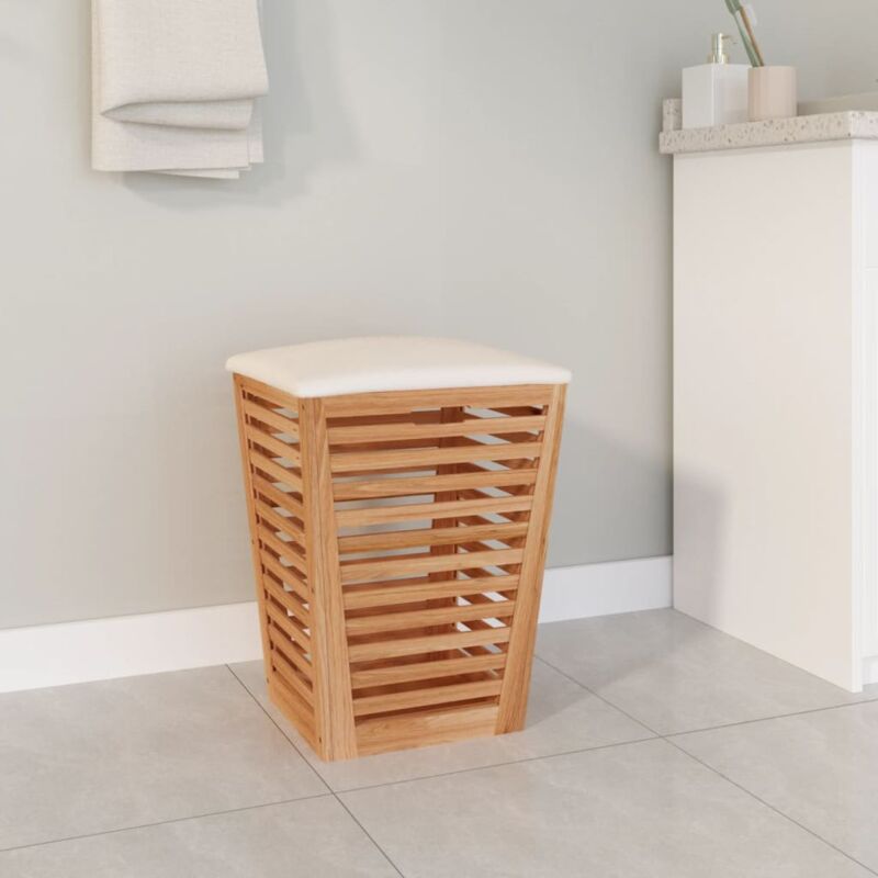 foto del prodotto sgabello da bagno 40,5x40,5x56 cm in legno massello di noce vidaxl