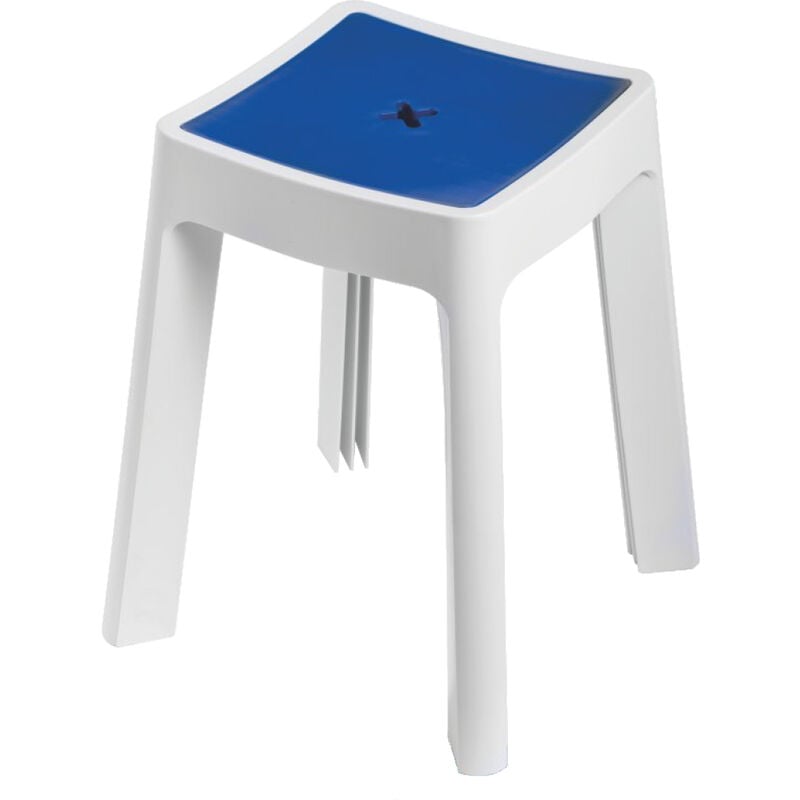 foto del prodotto sgabello da bagno per doccia contenitore in resina portaoggetti keope metaform colore blu