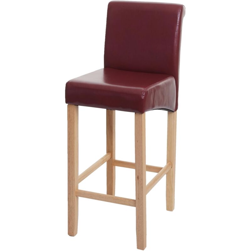 foto del prodotto sgabello da bar bancone x1 seduta in pvc rosso marrone piedi in legno chiaro 040008583
