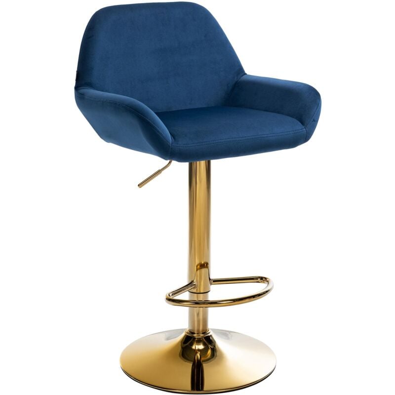 foto del prodotto sgabello da bar braga in velluto oro blu