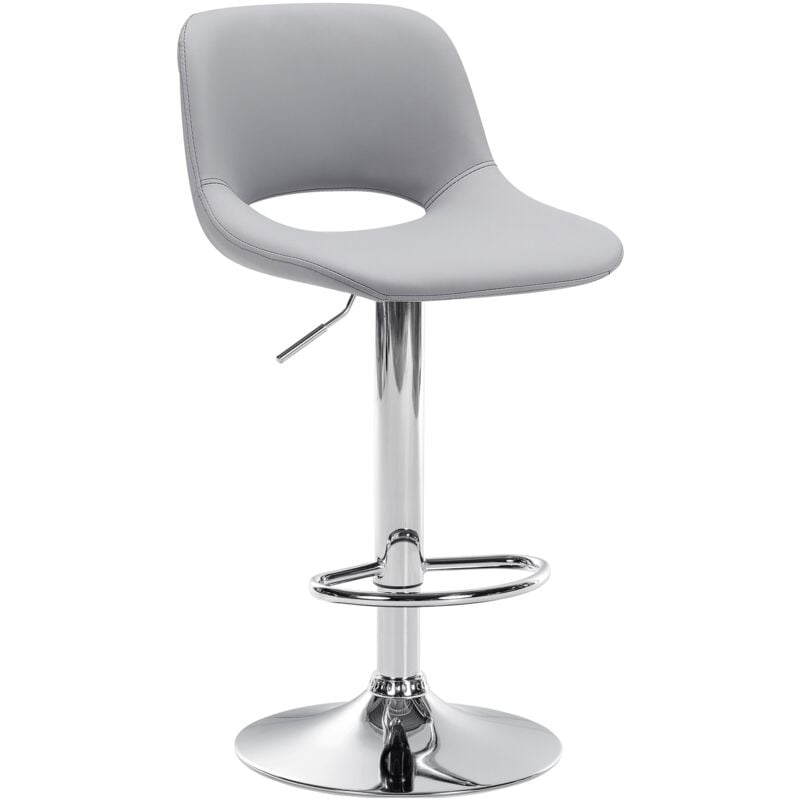 foto del prodotto sgabello da bar camden in similpelle grigio metallo in look cromato