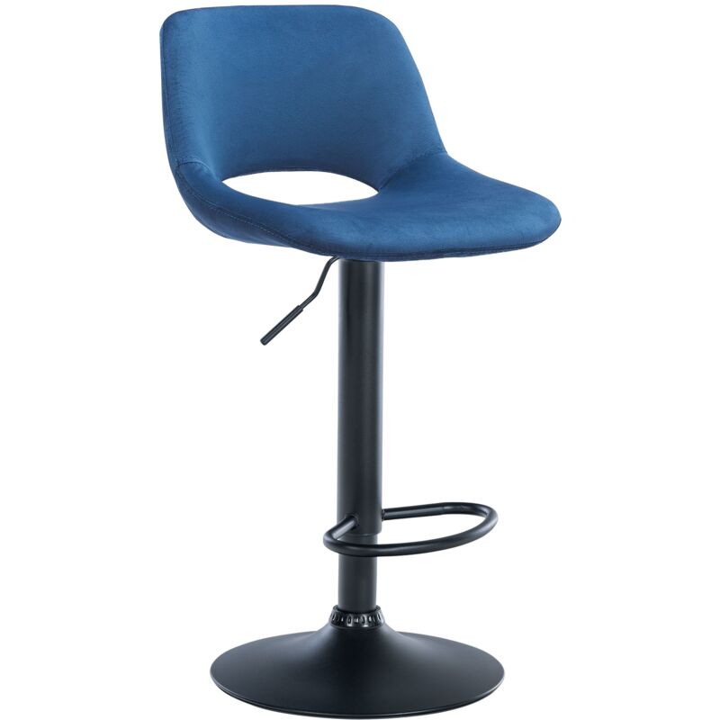 immagine 0 del prodotto sgabello da bar camden in velluto blu metallo nero opaco