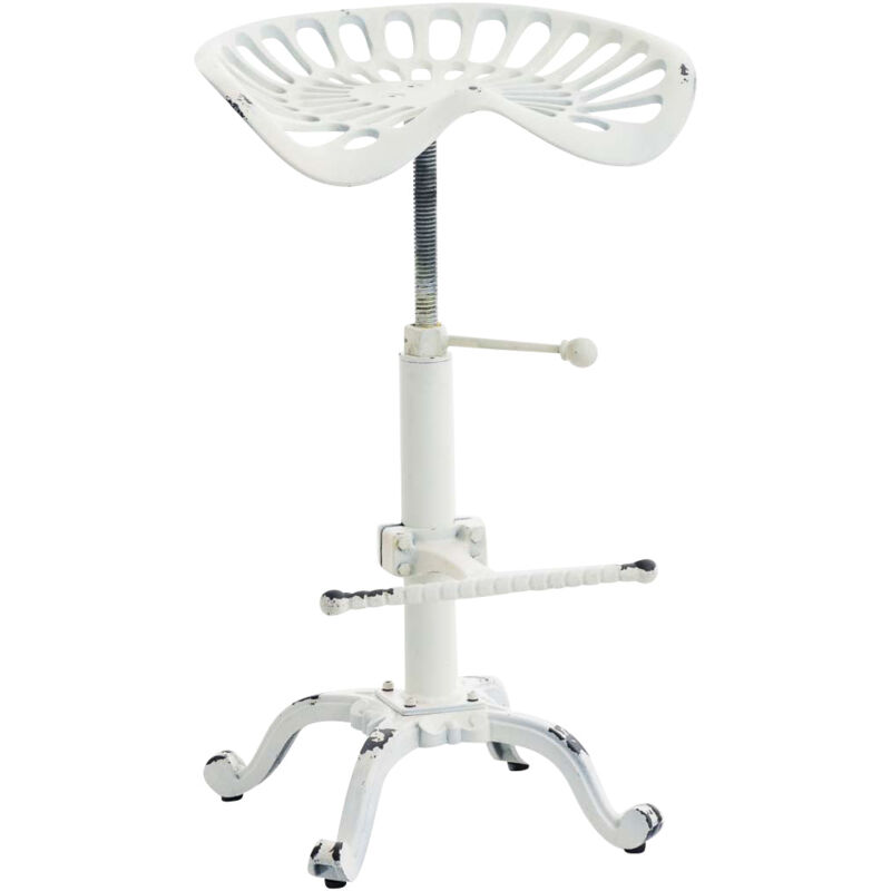 foto del prodotto sgabello da bar con poggiapiedi design industriale in metallo bianco invecchiato vintage 100000100