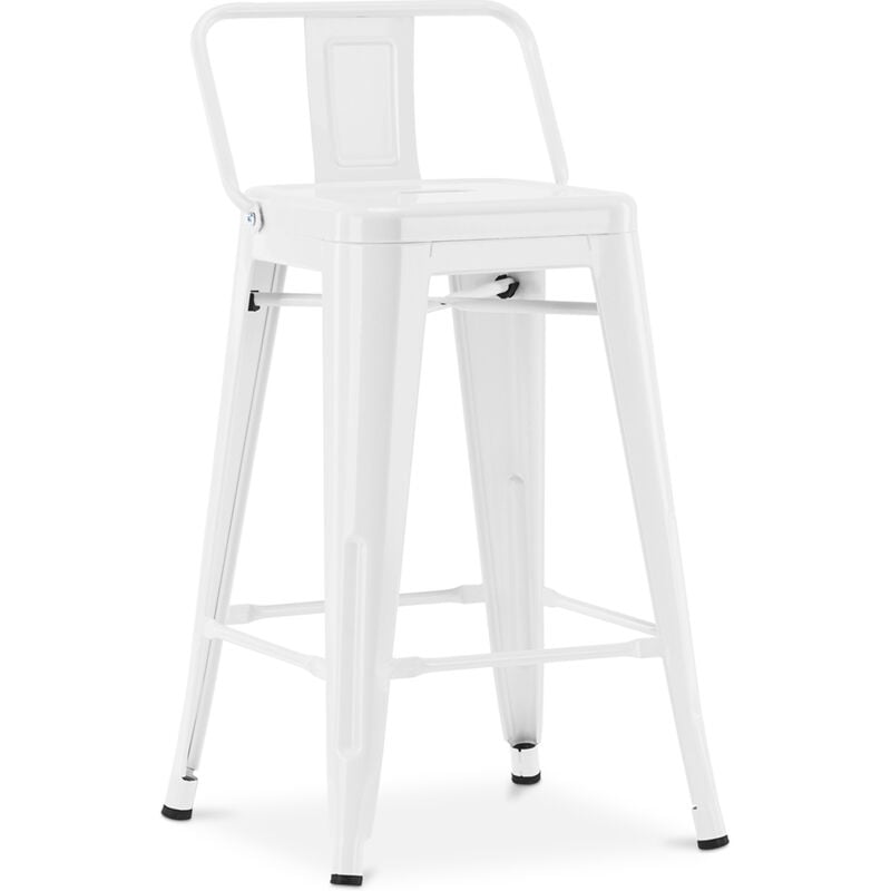 foto del prodotto sgabello da bar con schienale design industriale 60cm nuova edizione stylix bianco