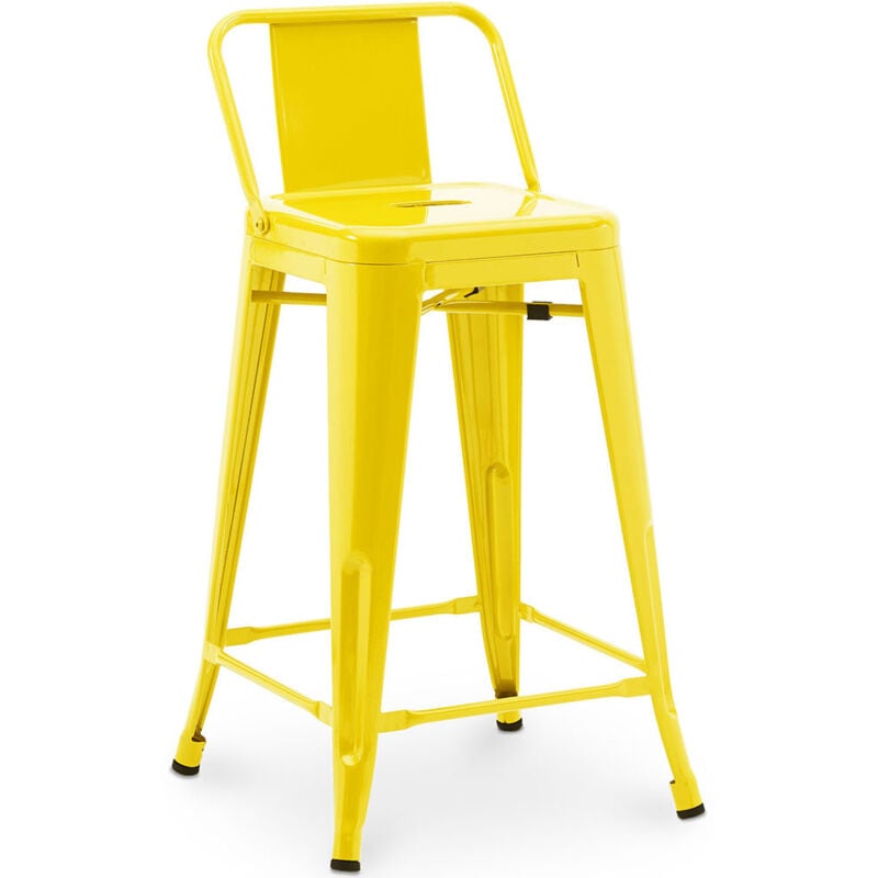 foto del prodotto sgabello da bar con schienale design industriale 60cm nuova edizione stylix giallo
