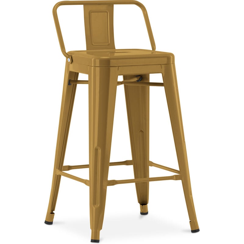 foto del prodotto sgabello da bar con schienale design industriale 60cm nuova edizione stylix oro