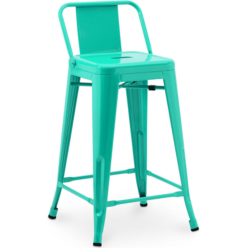 foto del prodotto sgabello da bar con schienale design industriale 60cm nuova edizione stylix pastel green