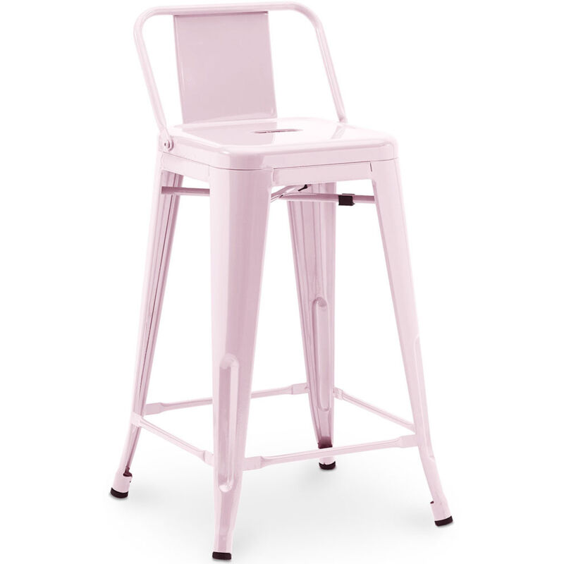 foto del prodotto sgabello da bar con schienale design industriale 60cm nuova edizione stylix pastel pink