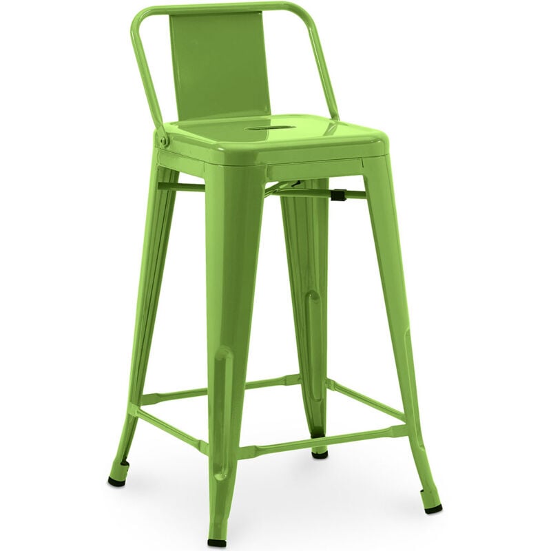 foto del prodotto sgabello da bar con schienale design industriale 60cm nuova edizione stylix verde chiaro